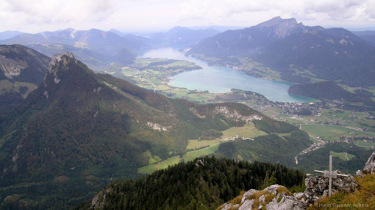 Am Gipfel des Rettenkogel, Blick zum Wolfgangsee