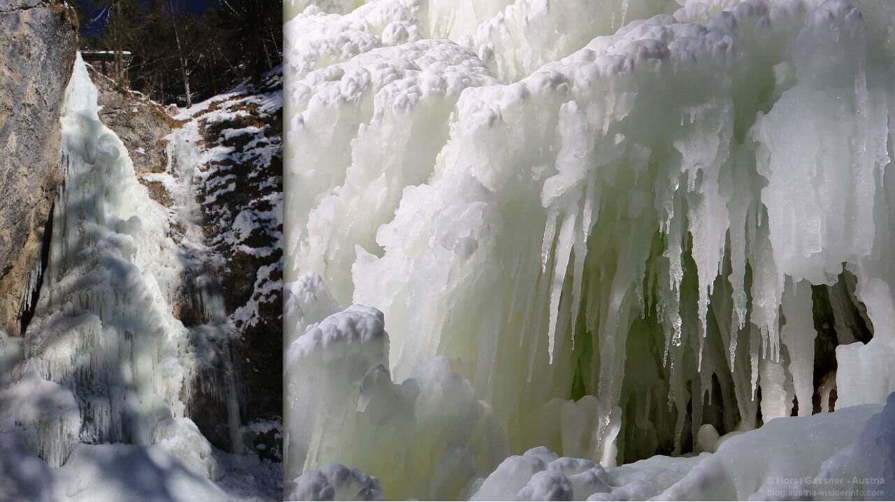 Fotospot im Winter: Plötz Wasserfall als Eisfall im Jahr 2017