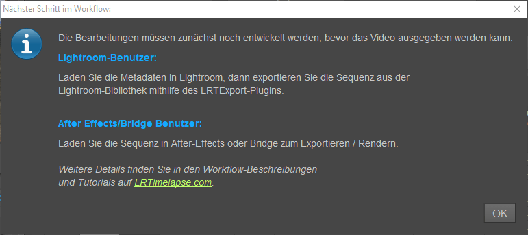 LRTimelapse - Bearbeitungen zuerst entwickeln