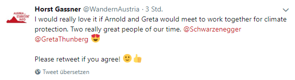 Tweet an Arnold Schwarzenegger und Greta Thunberg